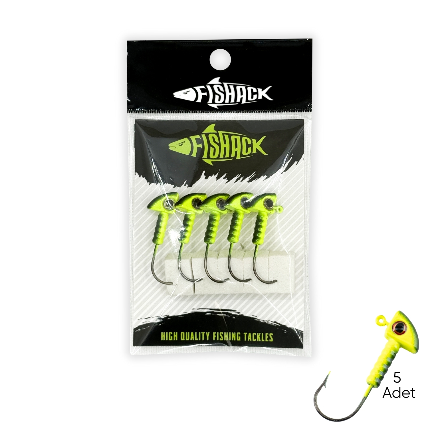 Kurşunlu Jighead Zoka - 6g - Fishack - Yeşil Siyah (XHA06) - 5 Adet