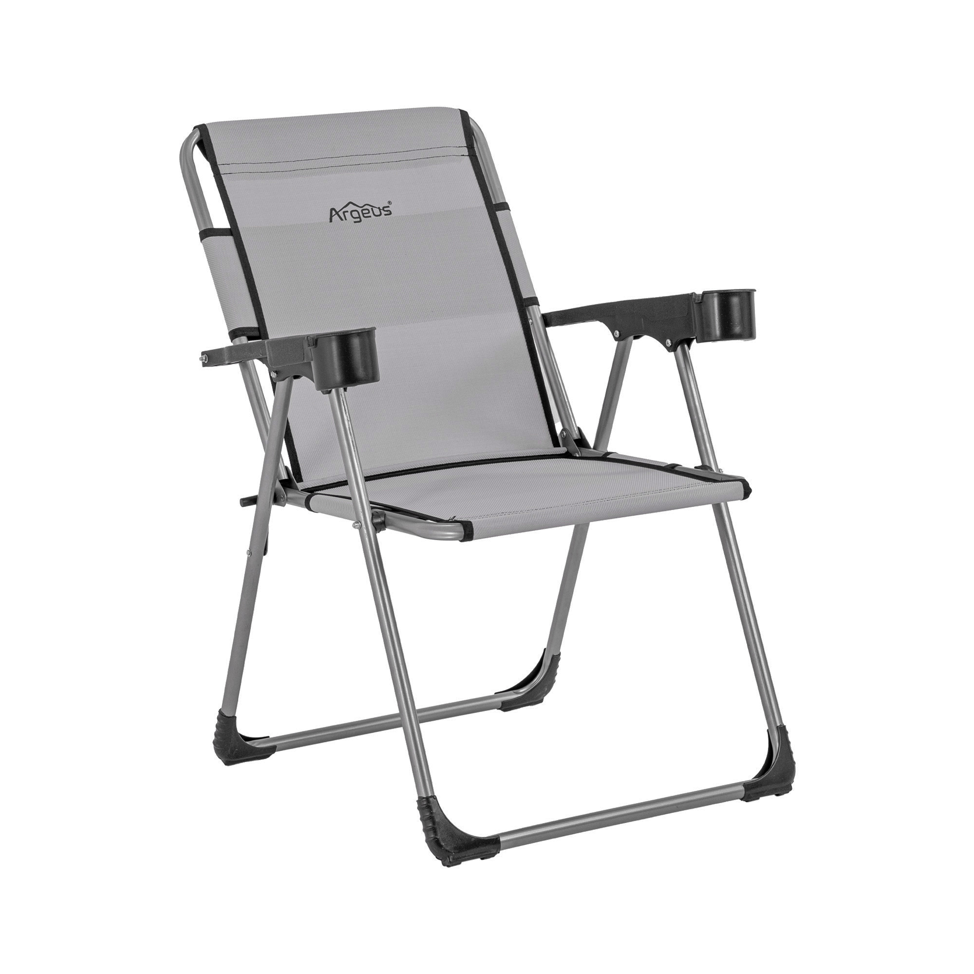 Katlanabilir Piknik ve Kamp Sandalyesi - Bardaklıklı - Rock - Kül Gri (A-14)- 140KG Taşıma