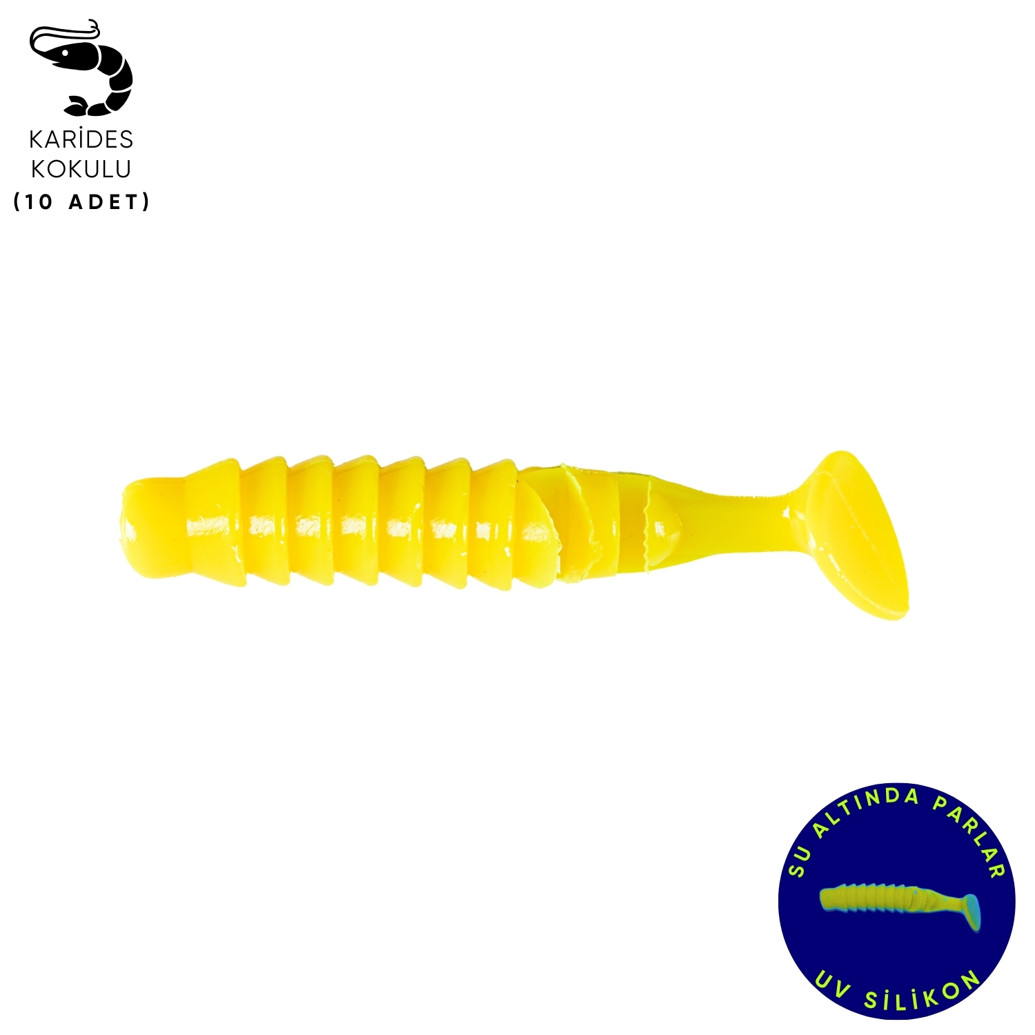 Silikon Kurt Yem - 1,5g 45mm - Fishack - 10 Adet - UV Silikon - Limon - Karides Kokulu