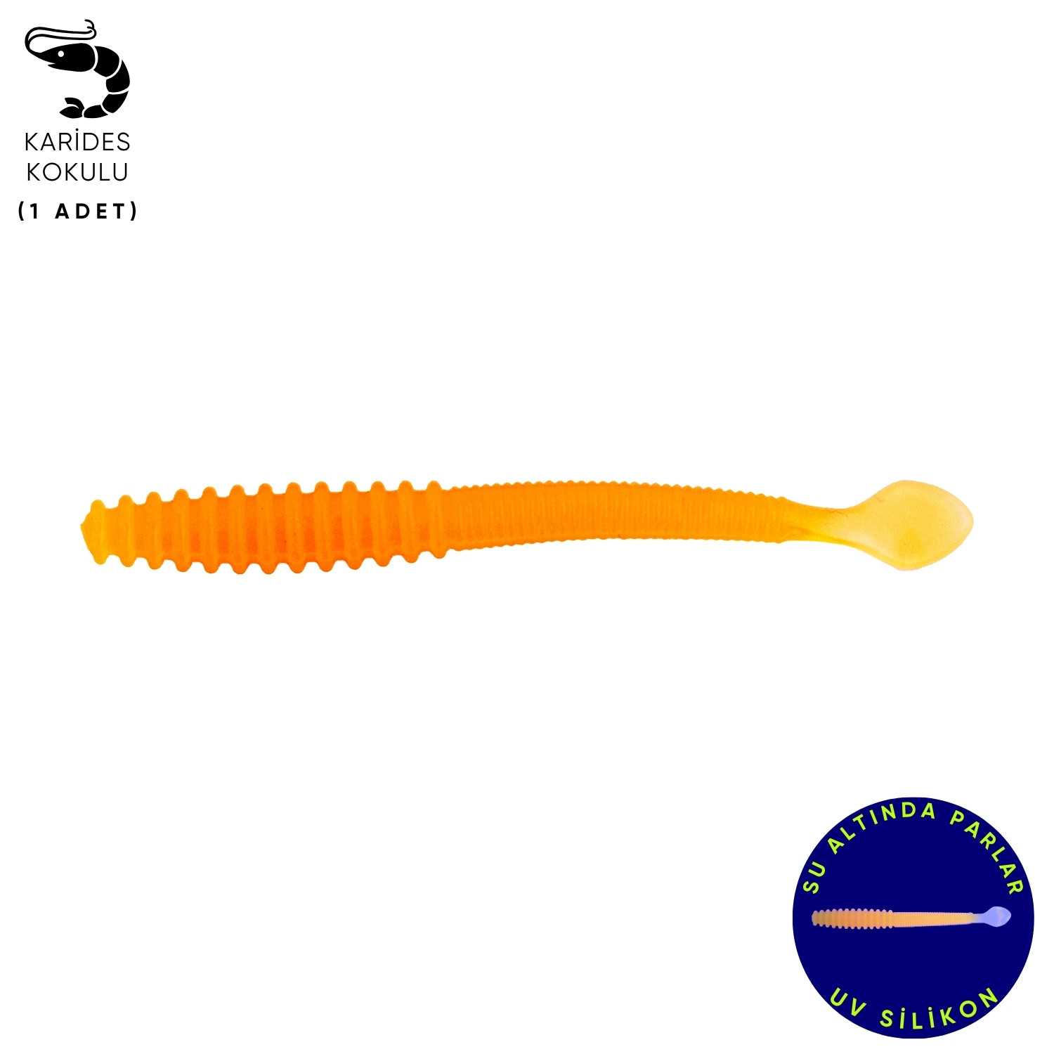 Silikon Kurt Yem - 2,2g 87mm - Fishack Wormix - Orange - UV Silikon